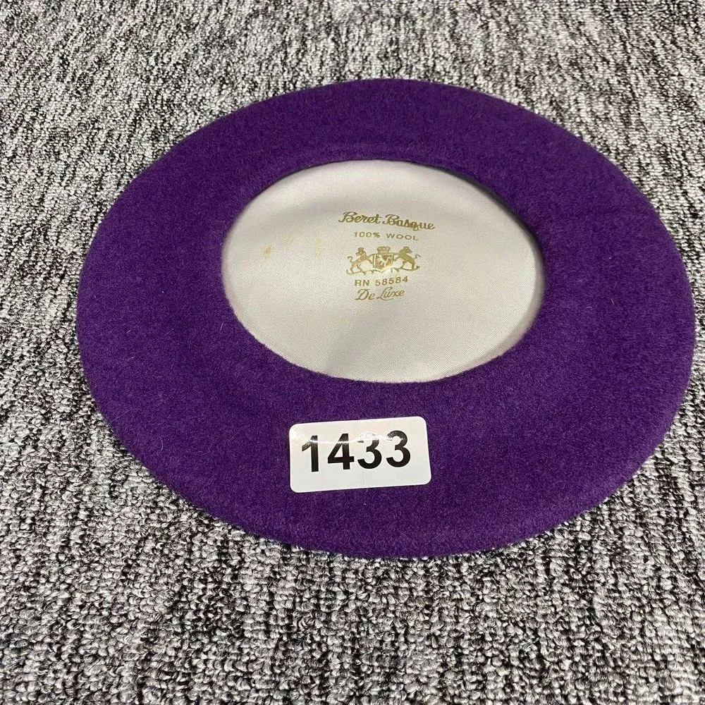 Beret Basque Wool Beret Unisex One‎ Size Purple De Luxe Vintage Artist Hat